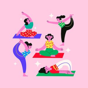 Pink Flat Design Day Of Yoga Asset Illustration