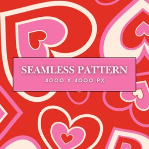Red Retro Pattern with Hearts