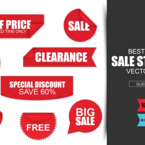 Red Sale Paper Stickers