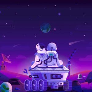 Space Mission Mars Colony Gradient Scene